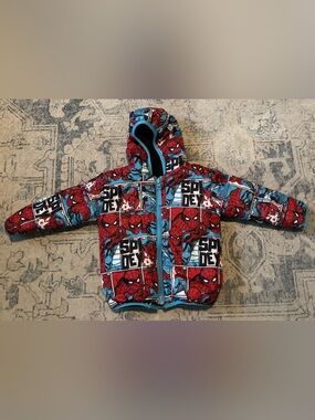 Boys Marvel Spider-Man Puffer Jacket with Hoodie Size 4T